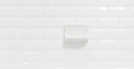 A White Soap Holder Installed in a Shower Liner Panel