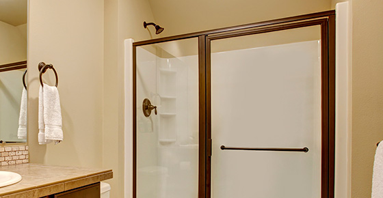 Acrylic Shower Liner Panel With a Glass Door Installed